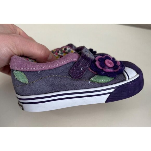 Morgan & Milo | Mary Jane Ginger Floral Purple Sneakers Sz 8 - Picture 4 of 7